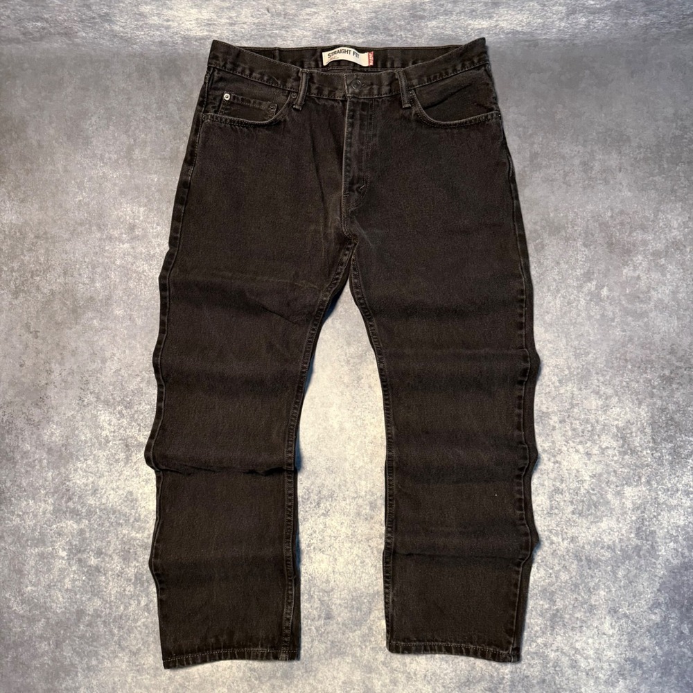 Levis 505 Mens Straight Fit Jeans 34x32 Faded Black Denim Pants 00505-0260 Y2K
